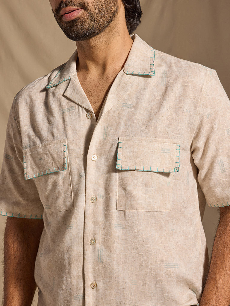 Samoh Embroidered Shirt - Beige