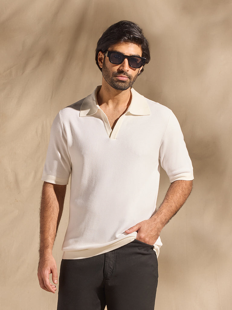 Samoh Solid Polo T-Shirt - White
