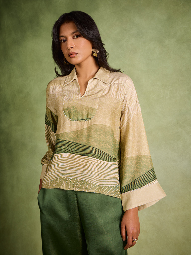 Samoh Printed Top – Green