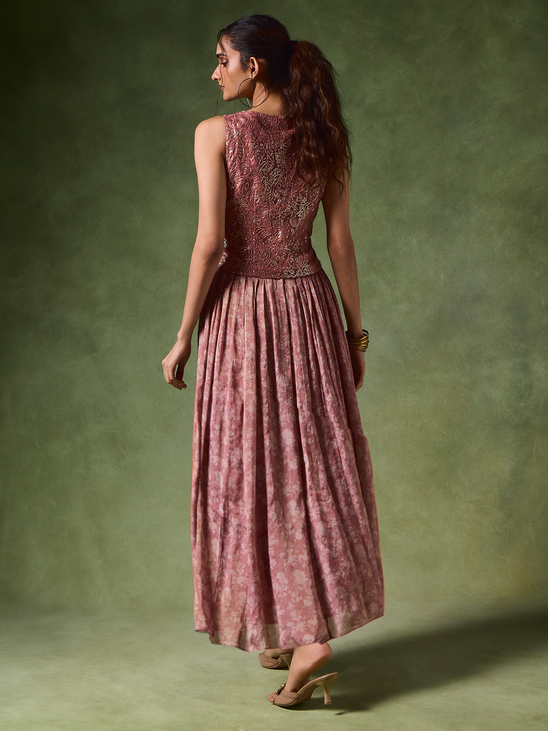Embellished Midi Dress – Pink