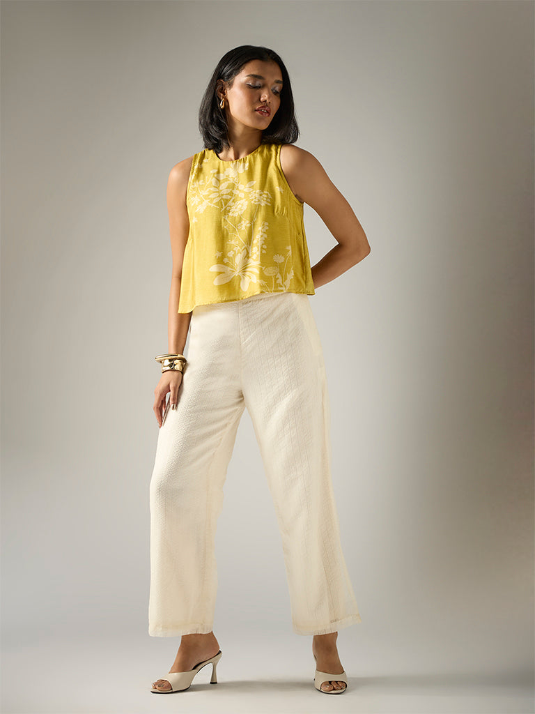 Samoh Printed Crop Top – Yellow