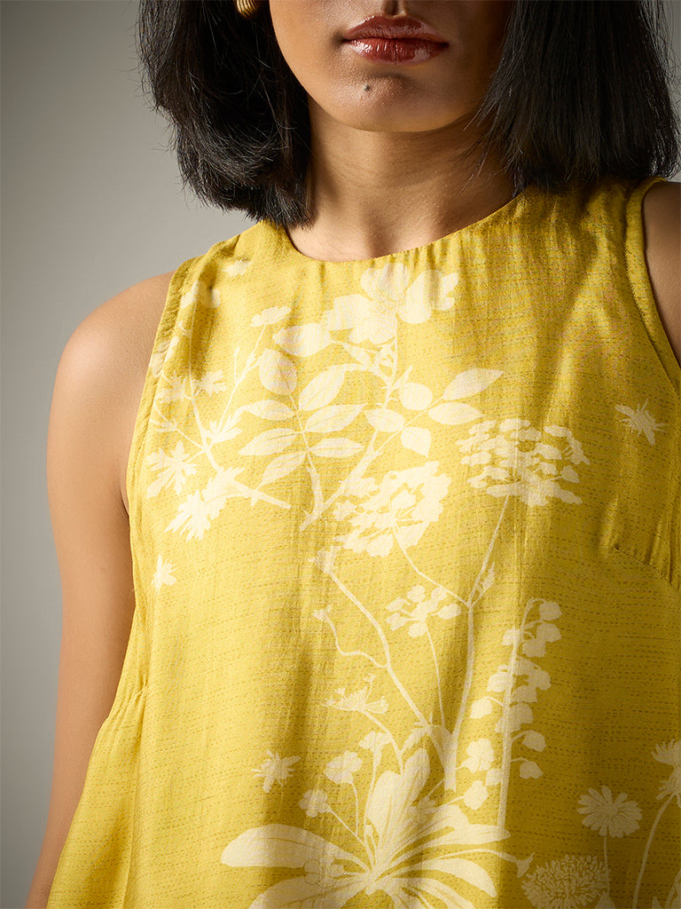 Samoh Printed Crop Top – Yellow