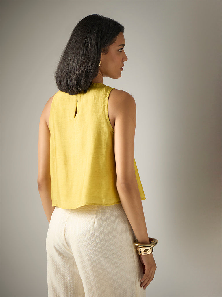 Samoh Printed Crop Top – Yellow