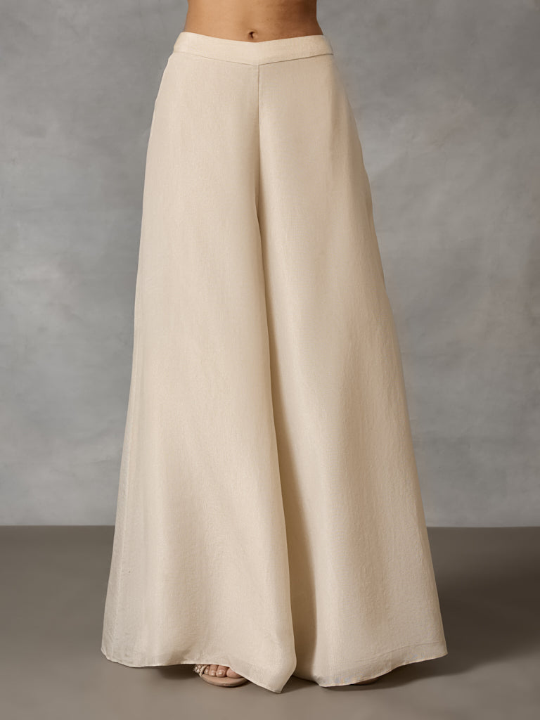 Festive Flared Bottom Pants – Ivory