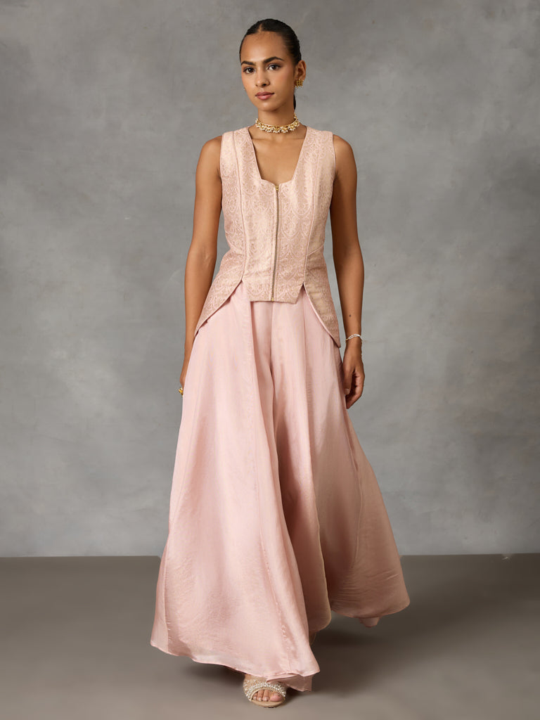 Jacquard Sleeveless Co-ord Set – Pink