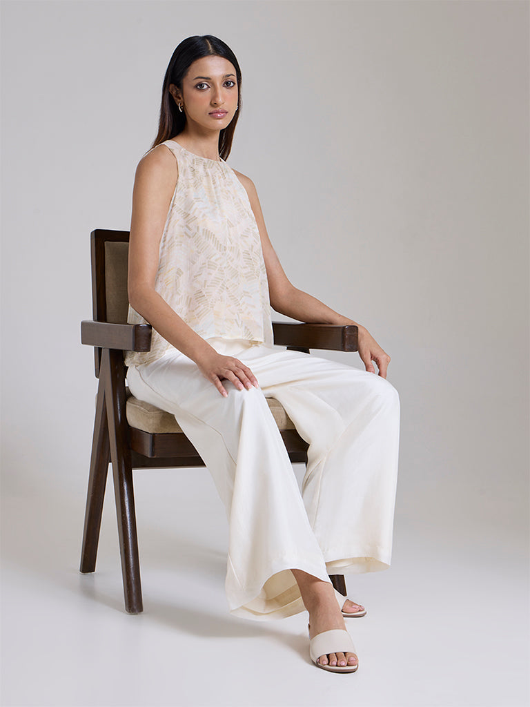 Samoh Printed Top – Ivory
