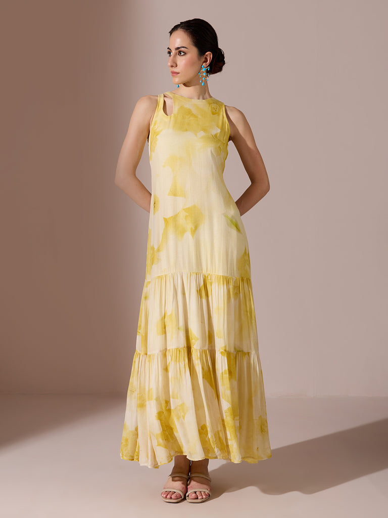 Printed Maxi Dress – Yellow