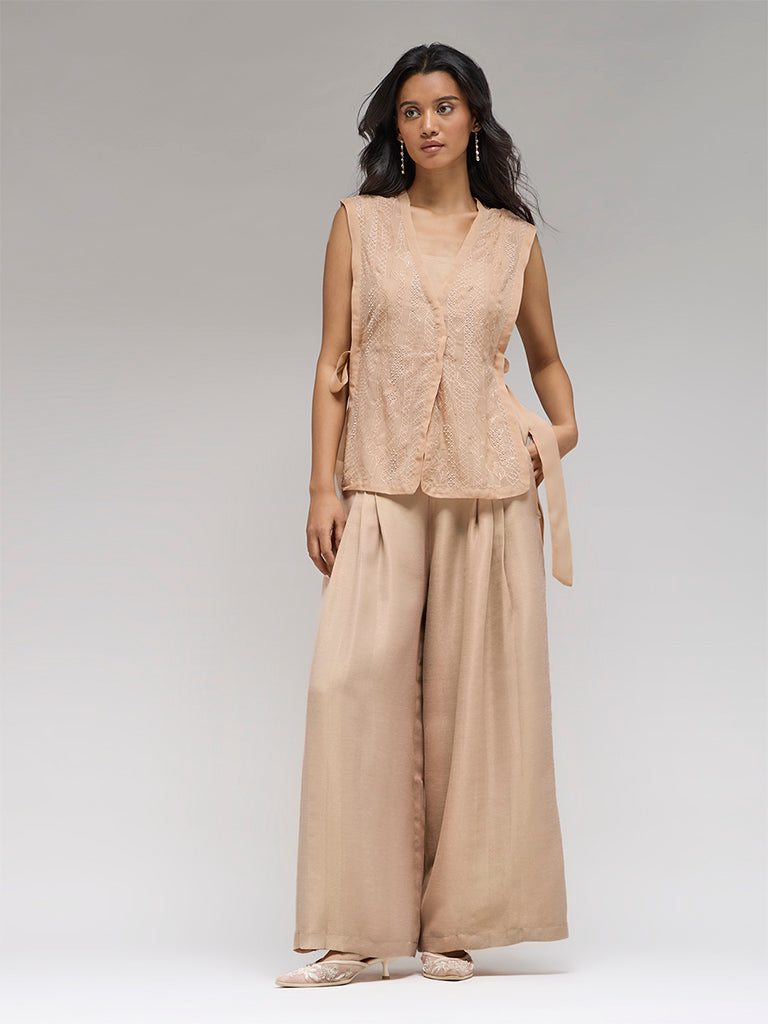 Embroidered Co-ord Set – Peach