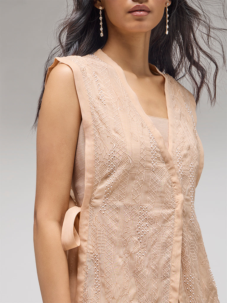 Embroidered Co-ord Set – Peach
