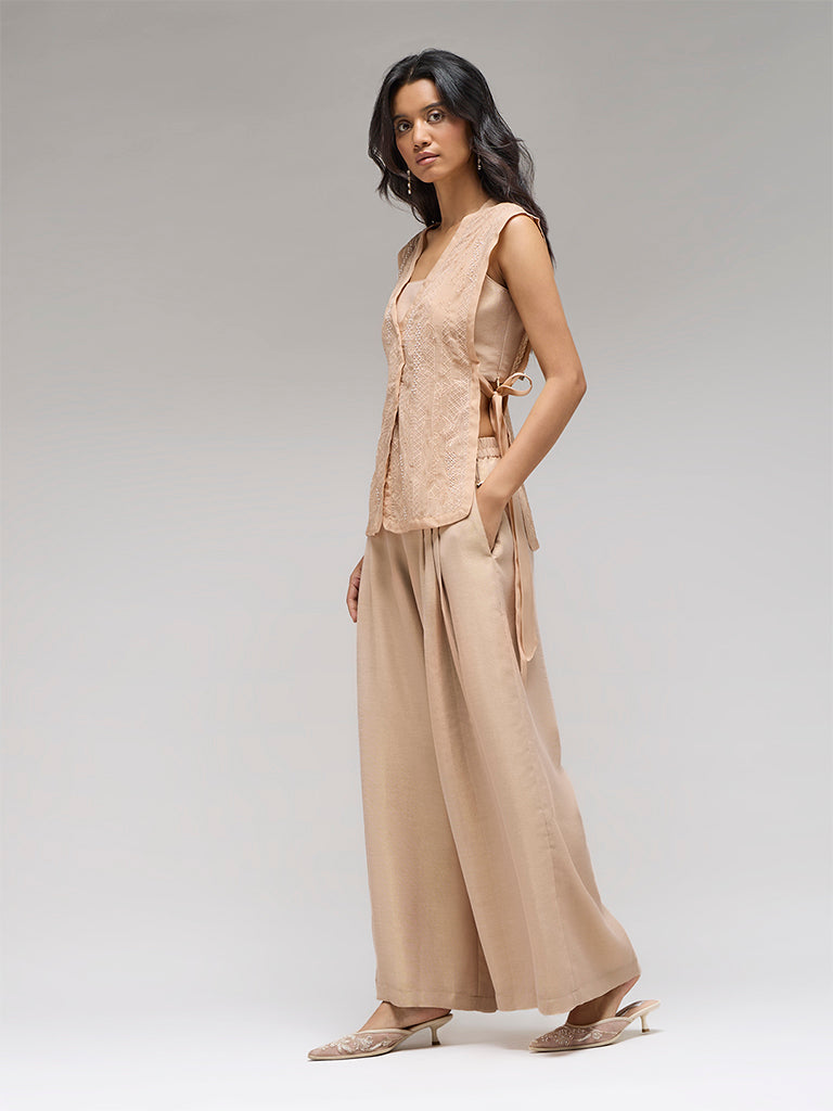 Embroidered Co-ord Set – Peach
