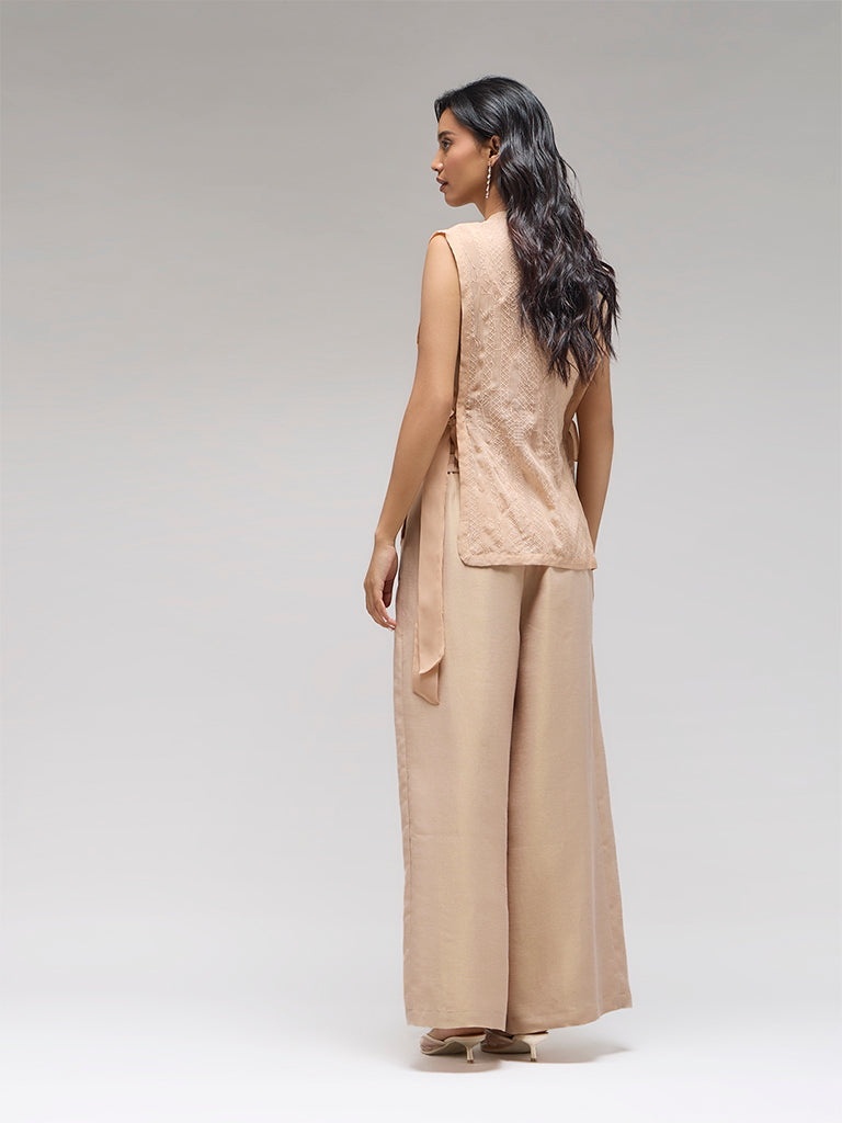 Embroidered Co-ord Set – Peach