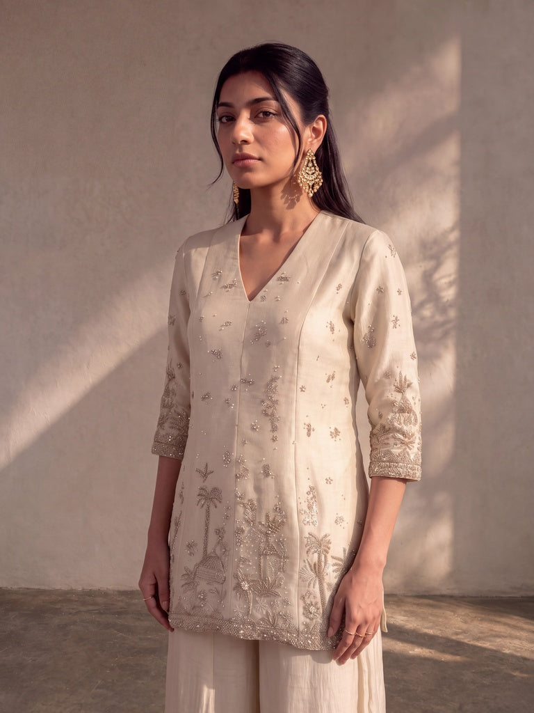 Embroidered Kurta - Ivory