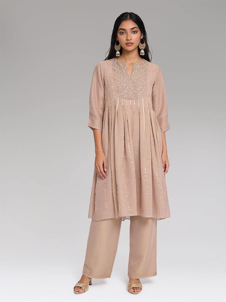 Flared Kurta – Beige