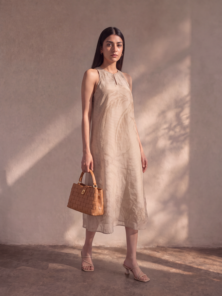 Samoh Textured Midi Dress - Beige