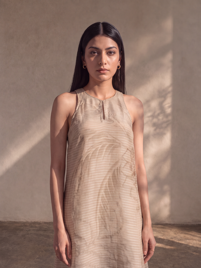 Samoh Textured Midi Dress - Beige