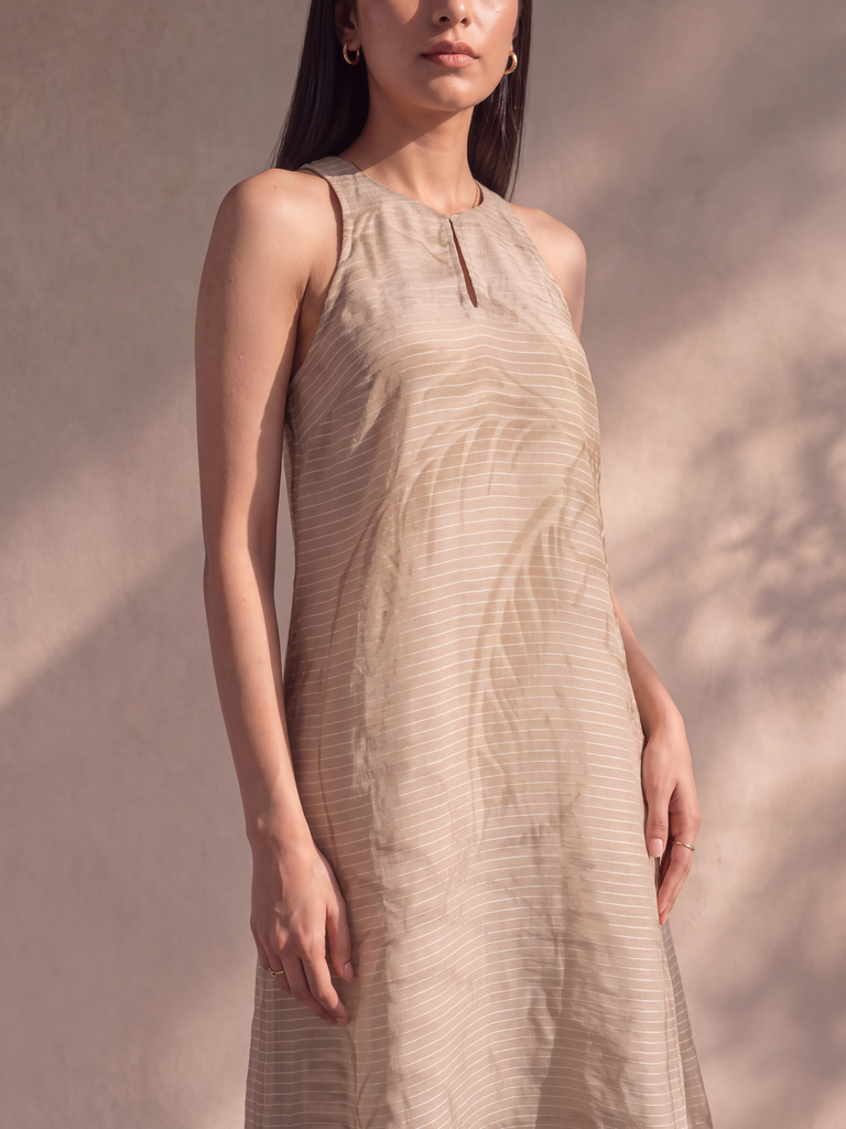Samoh Textured Midi Dress - Beige