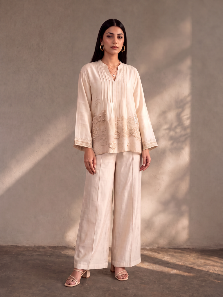 Anti-Fit Printed Top - Ivory