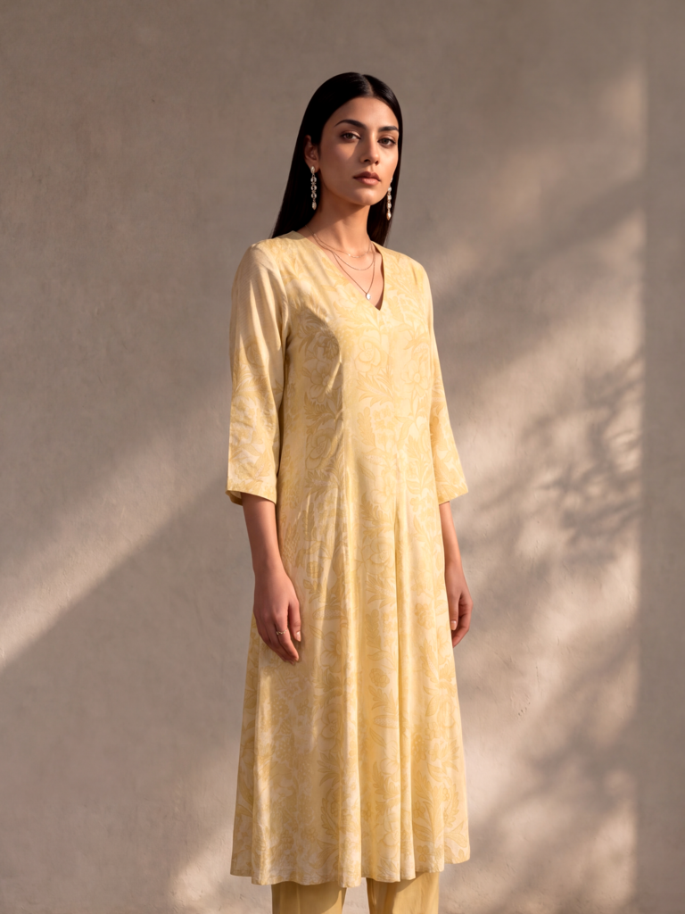 Printed Kurta Set - Yellow