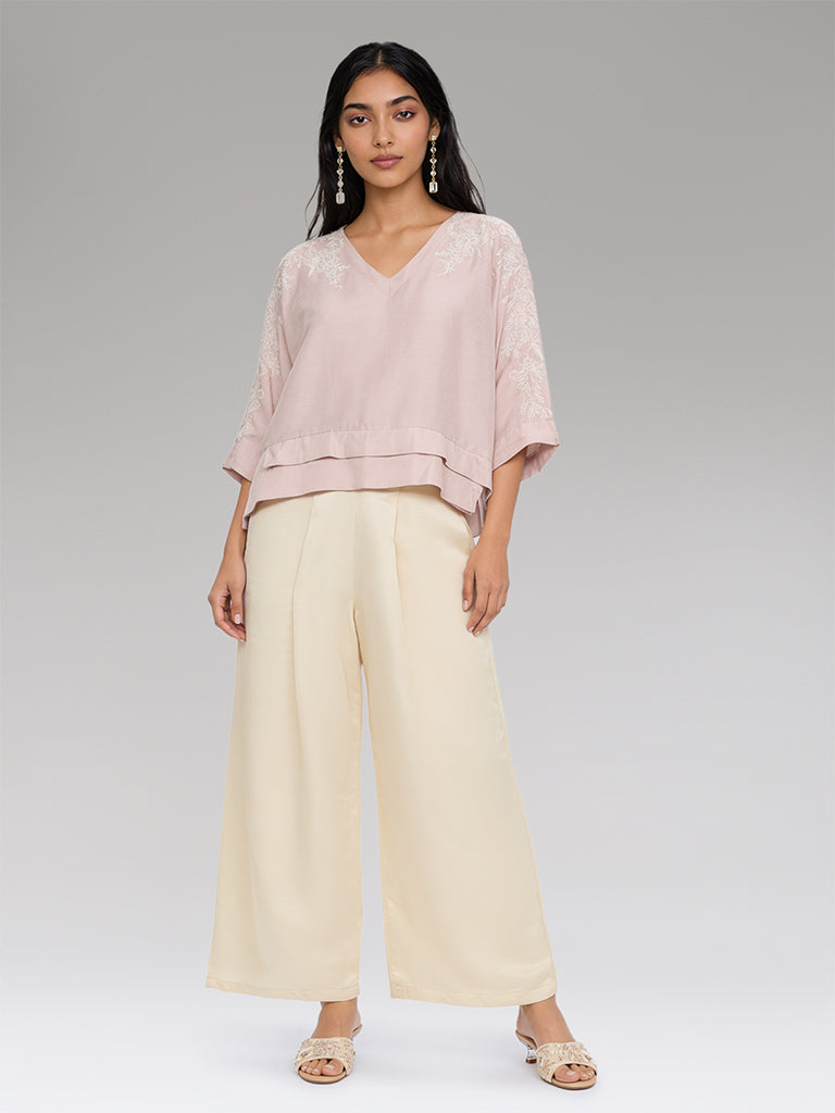 Floral Embroidered Top – Pink