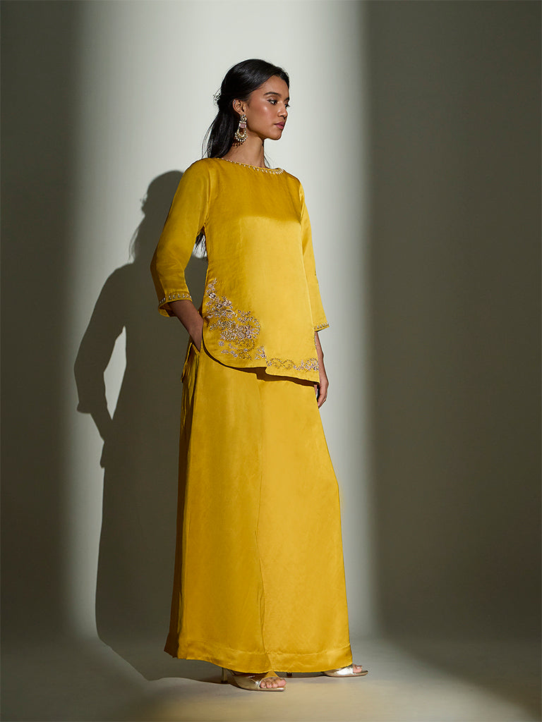 Embellished Kurta Set – Yellow