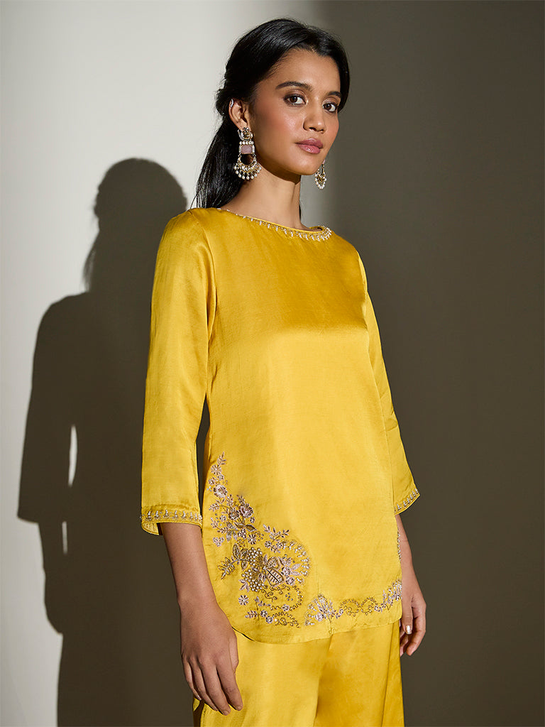 Embellished Kurta Set – Yellow