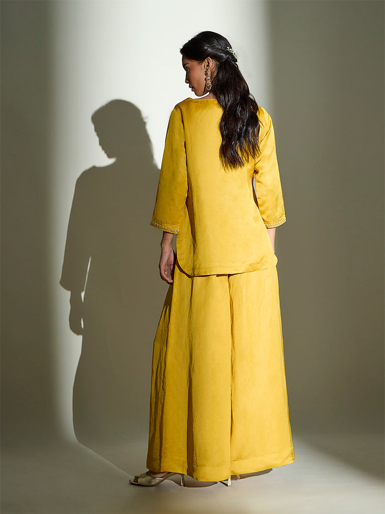Embellished Kurta Set – Yellow