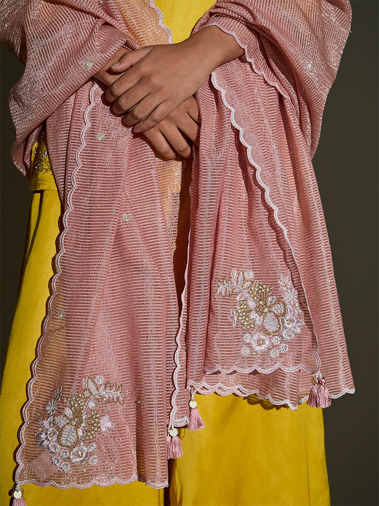 Embellished Dupatta – Pink