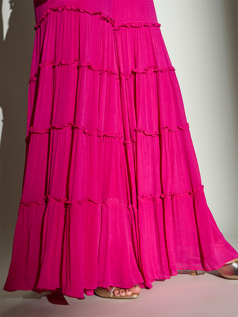 Tiered Sharara – Fuchsia