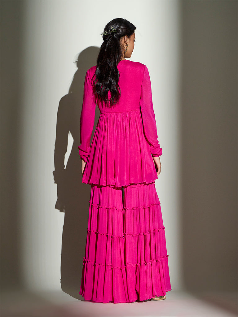 Tiered Sharara – Fuchsia