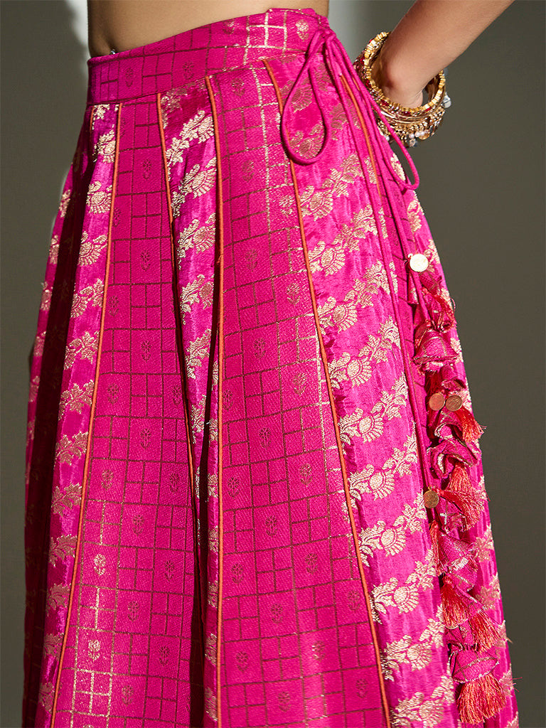 Brocade Lehenga Skirt – Fuchsia