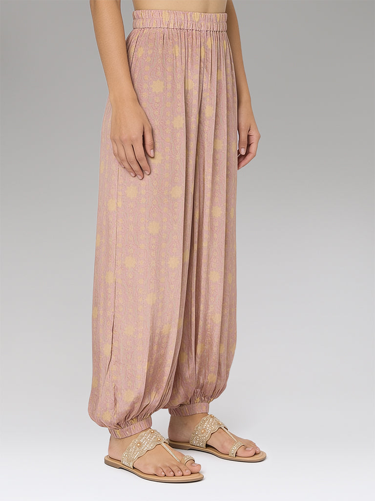 Floral Printed Balloon Pants – Pink