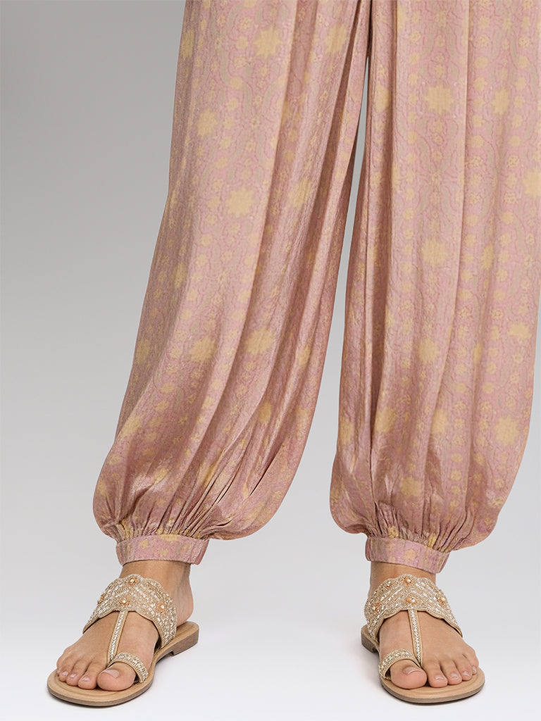 Floral Printed Balloon Pants – Pink
