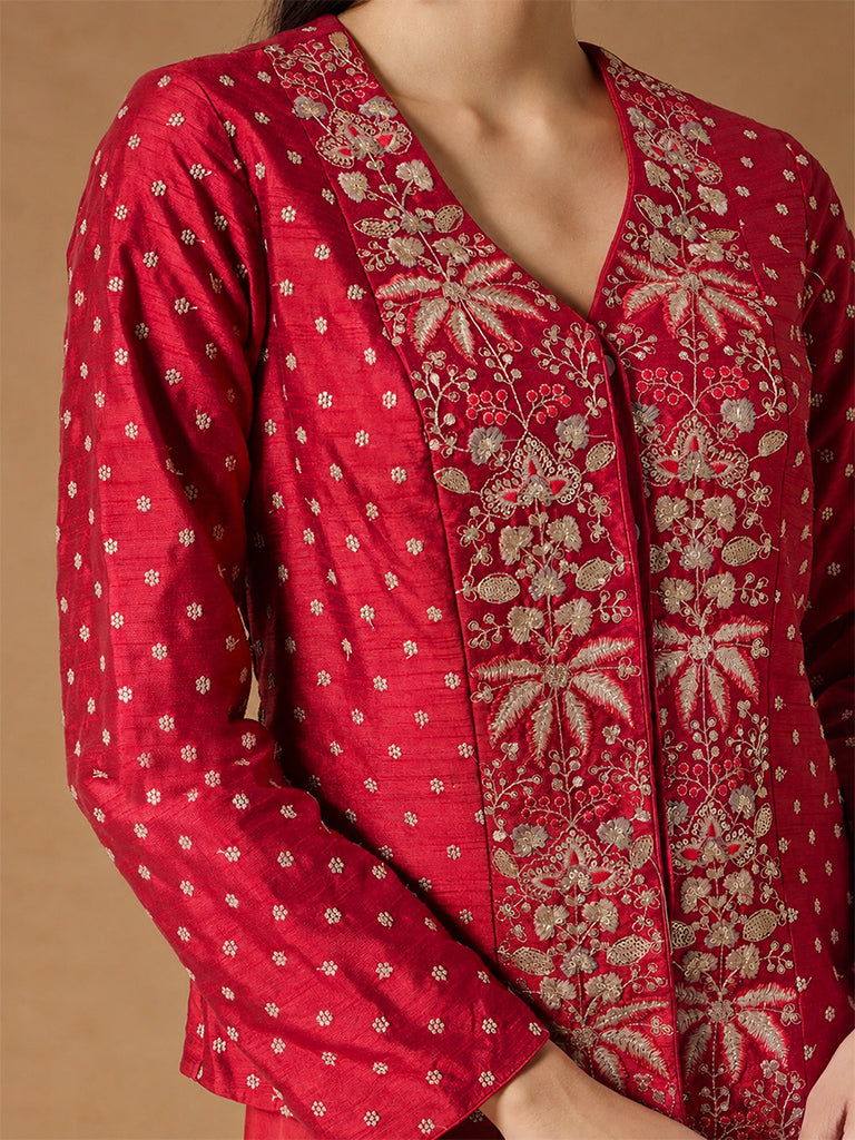 Samoh Embroidered Top - Red