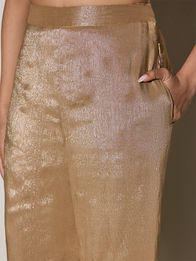 White Door Luxe Samoh Straight-Leg Pants - Gold
