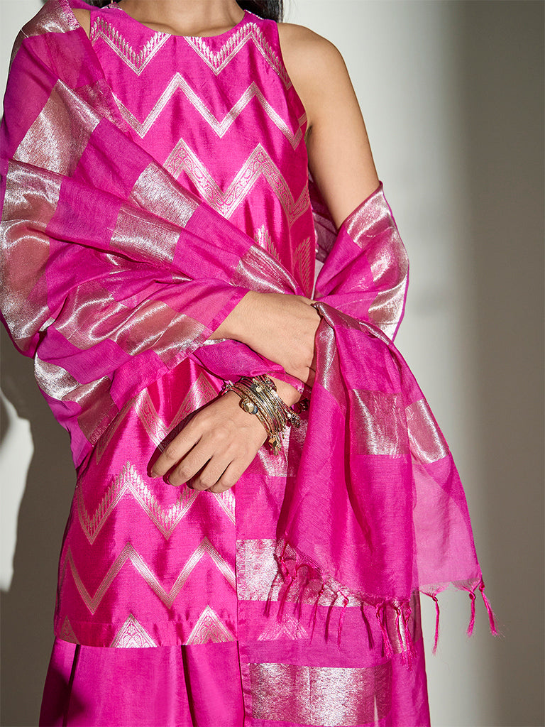 Chevron Kurta Set – Fuchsia
