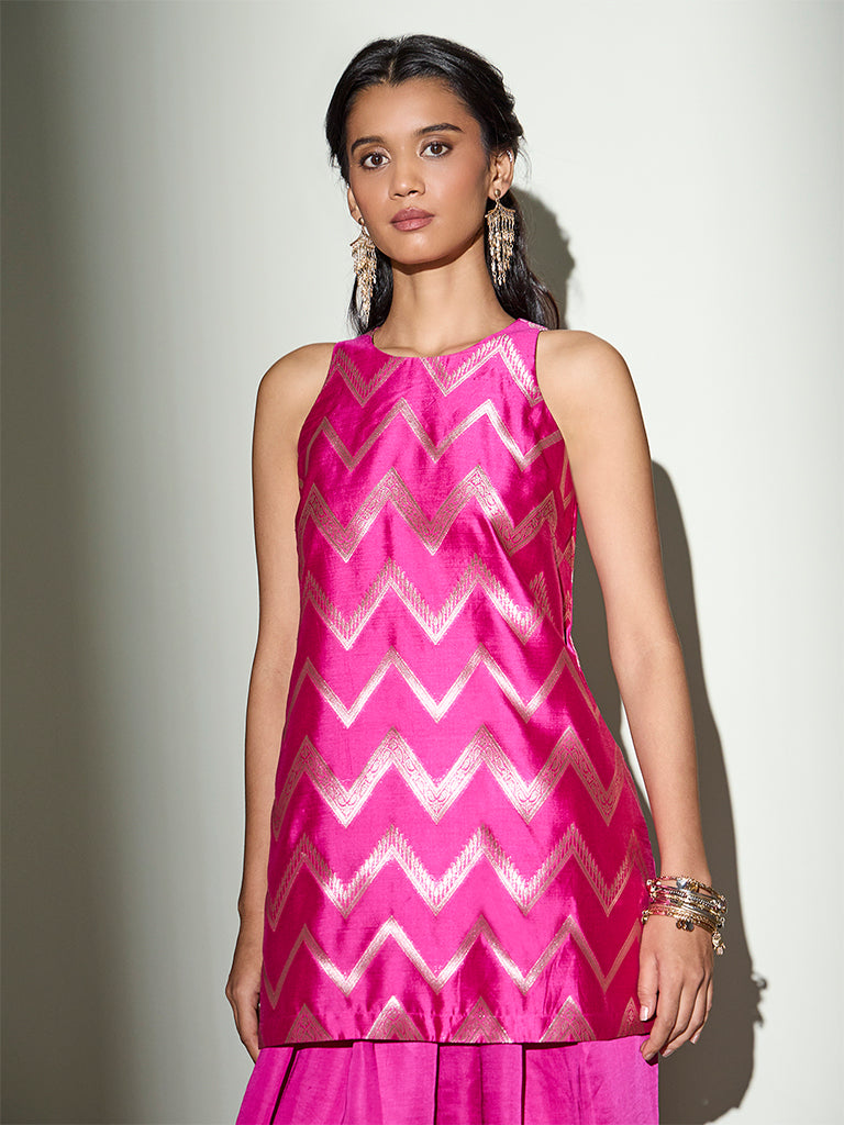 Chevron Kurta Set – Fuchsia
