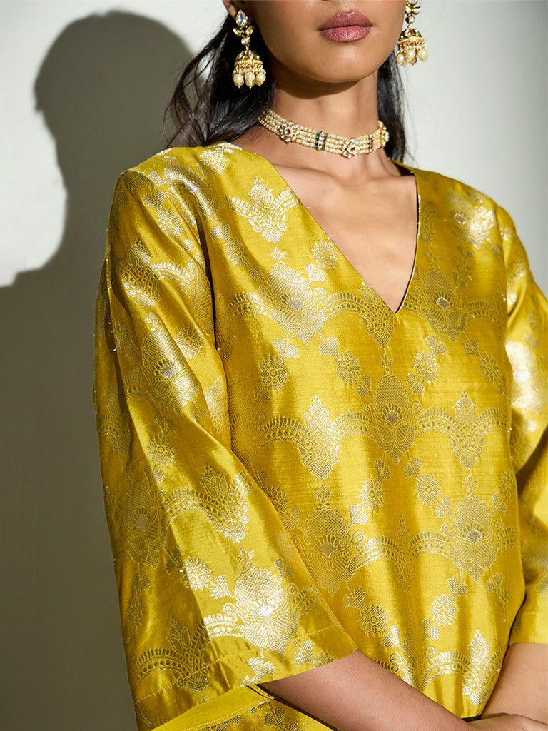 Brocade Kurta Set – Yellow