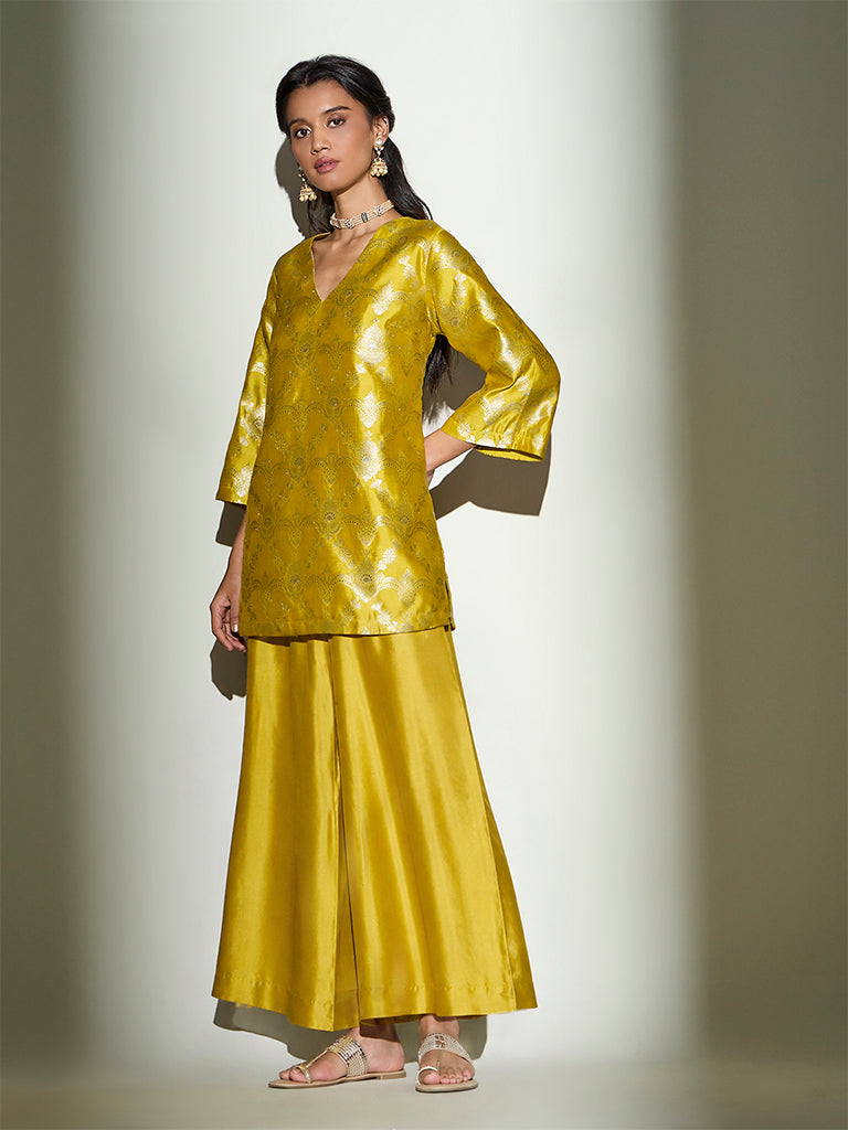 Brocade Kurta Set – Yellow