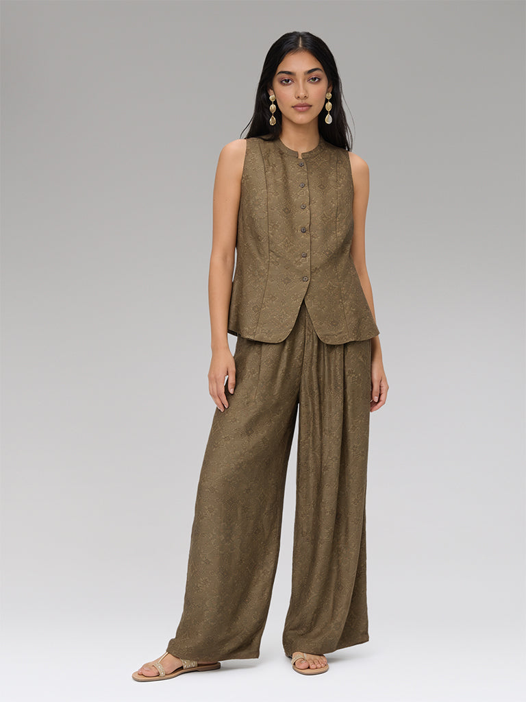 Patterned Co-Ord Set – Brown