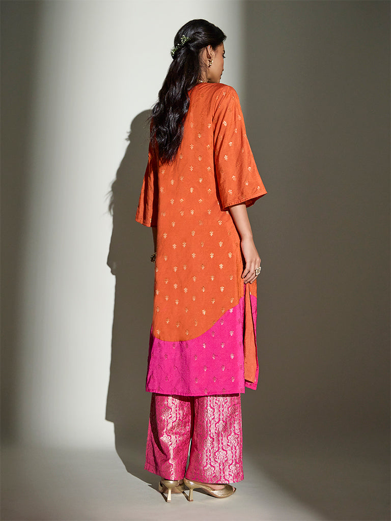 Brocade Kurta Set – Rust