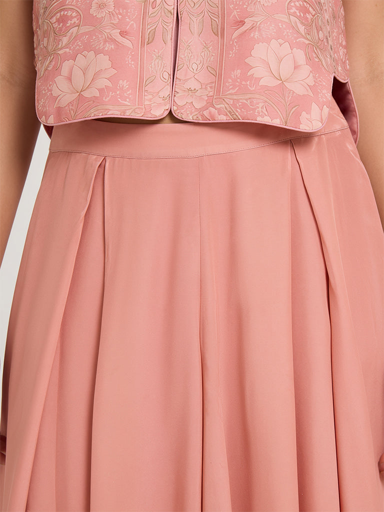 Pleated Wide-Leg Pants – Pink