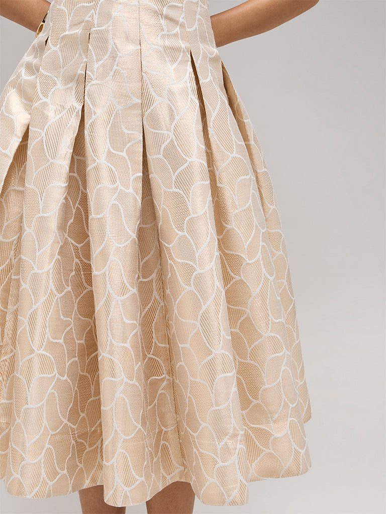 Jacquard Midi Dress – Beige
