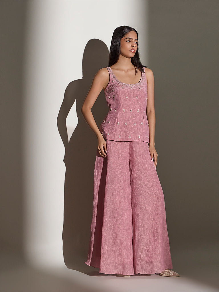 White Door Luxe Samoh Embellished Top - Pink