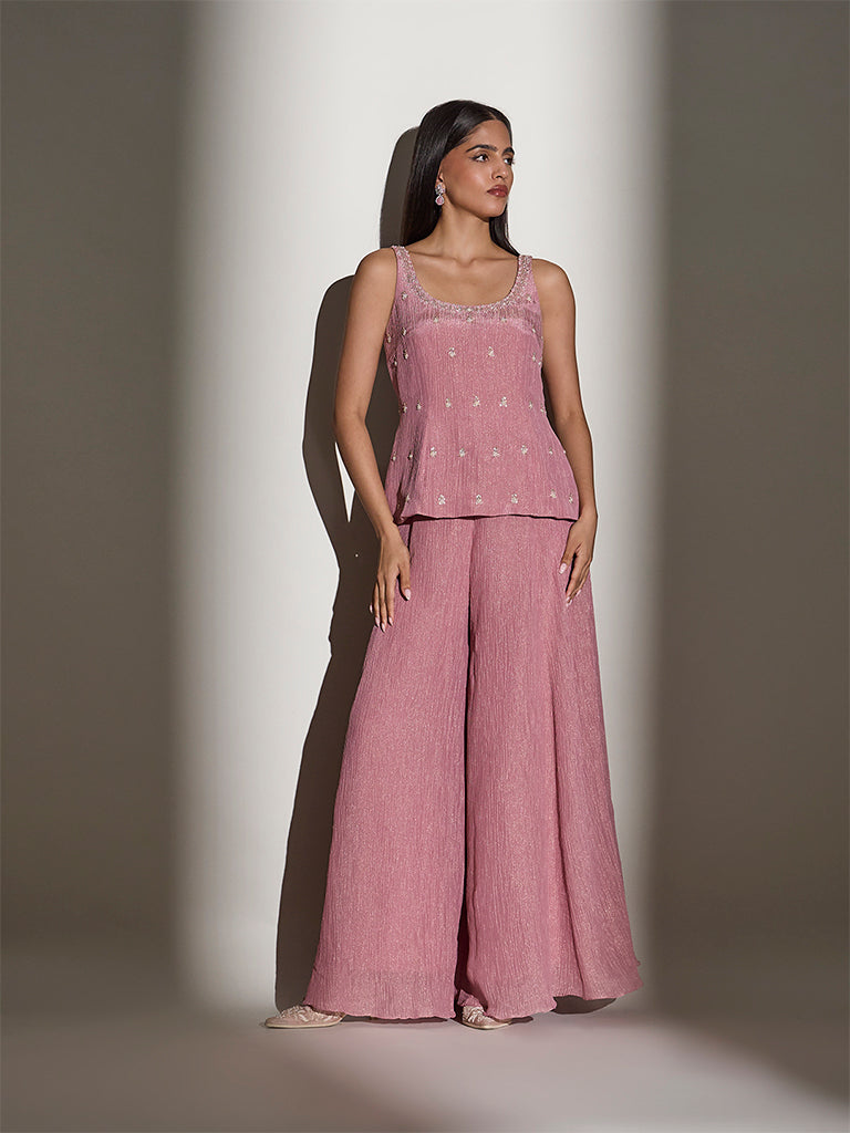 White Door Luxe Samoh Embellished Top - Pink