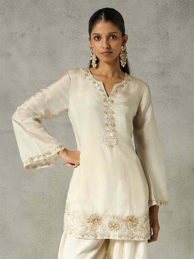 Embroidered Kurta - Ivory