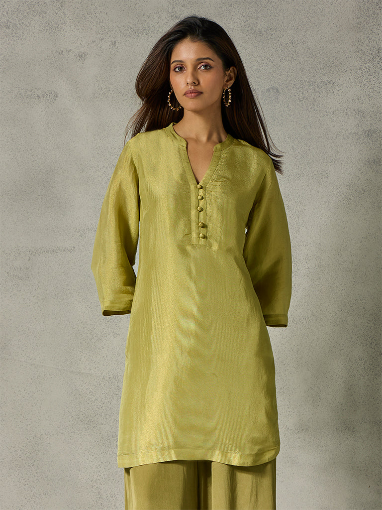Shimmer Kurta - Olive