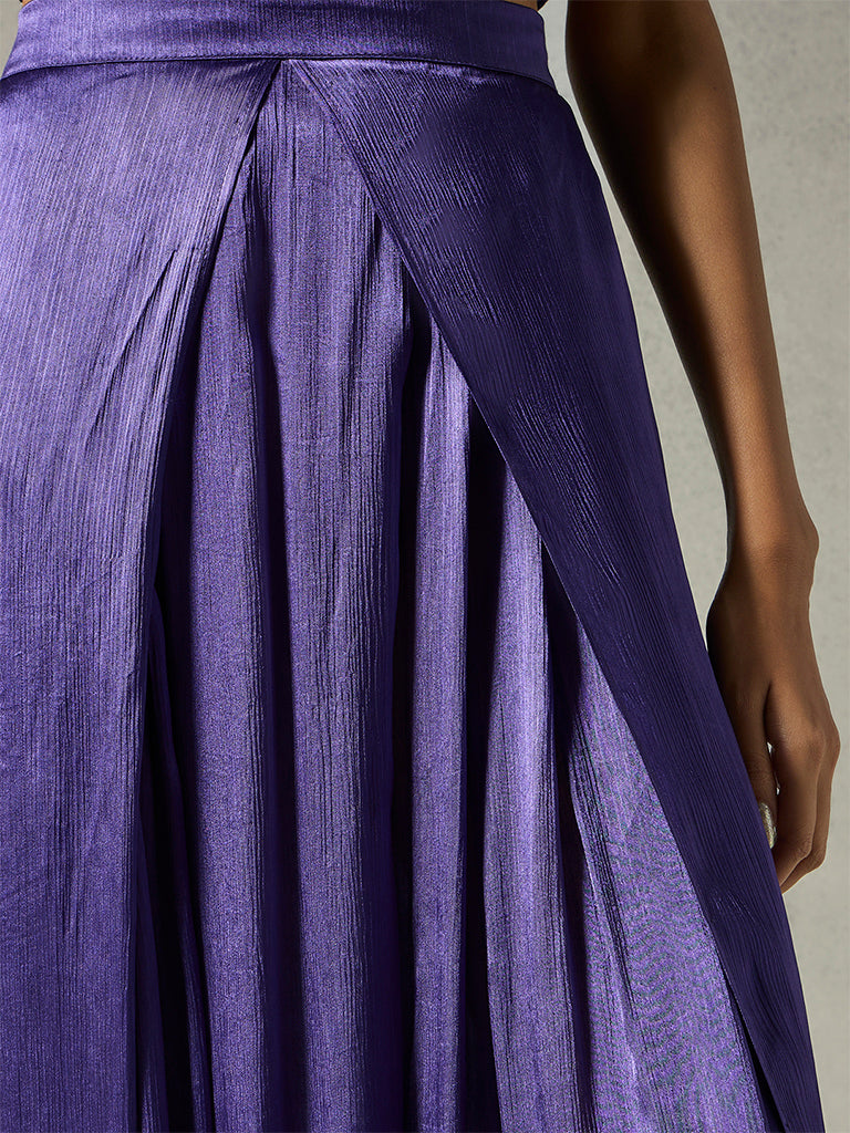 Draped Dhoti Pants - Violet