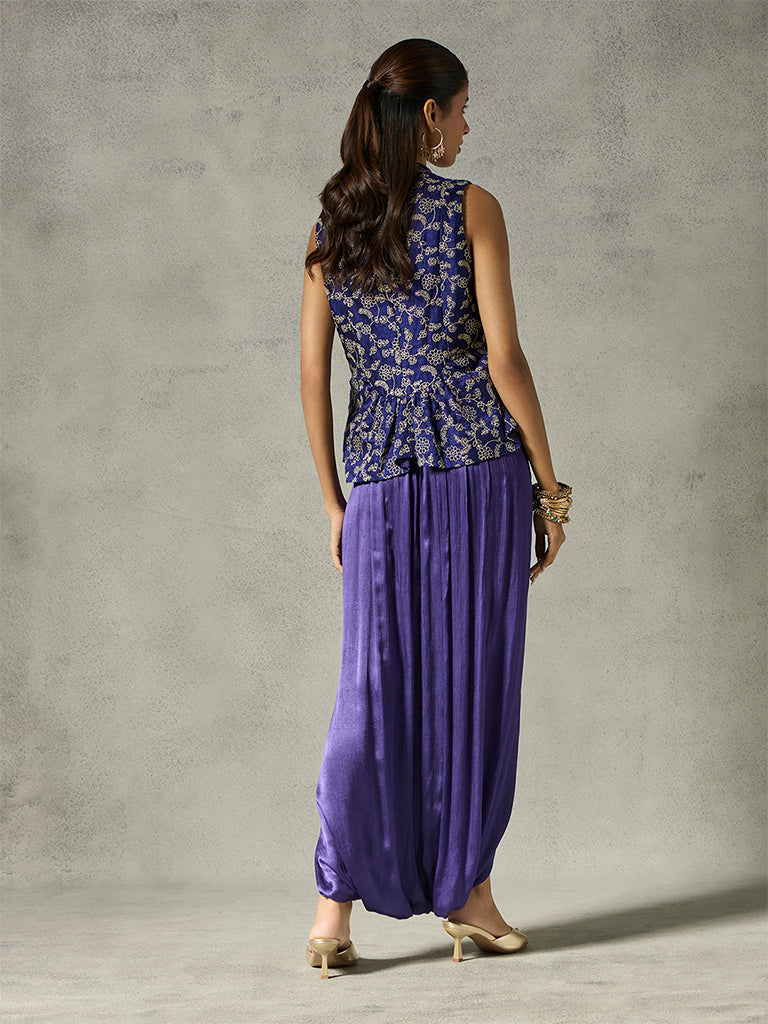 Draped Dhoti Pants - Violet