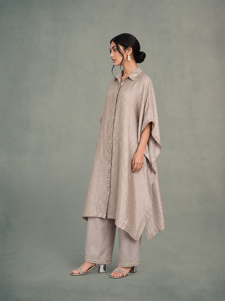 Embroidered Co-ord Set - Grey