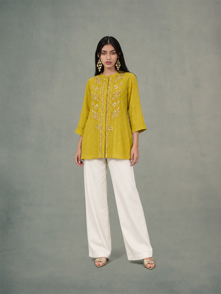 Embellished Top with Inner - Yellow